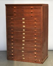 C.1900 PINE TALL 18 DRAWER MAP