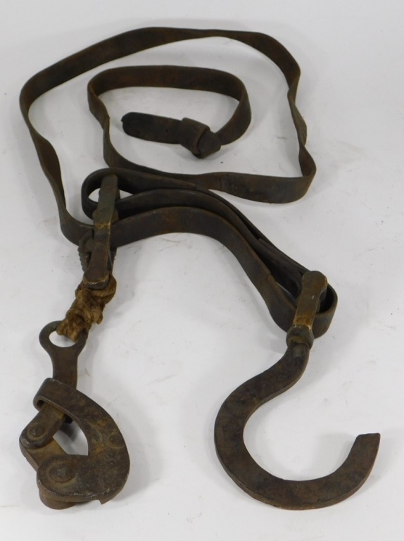 C.1915 BRASS LEATHER COME ALONG