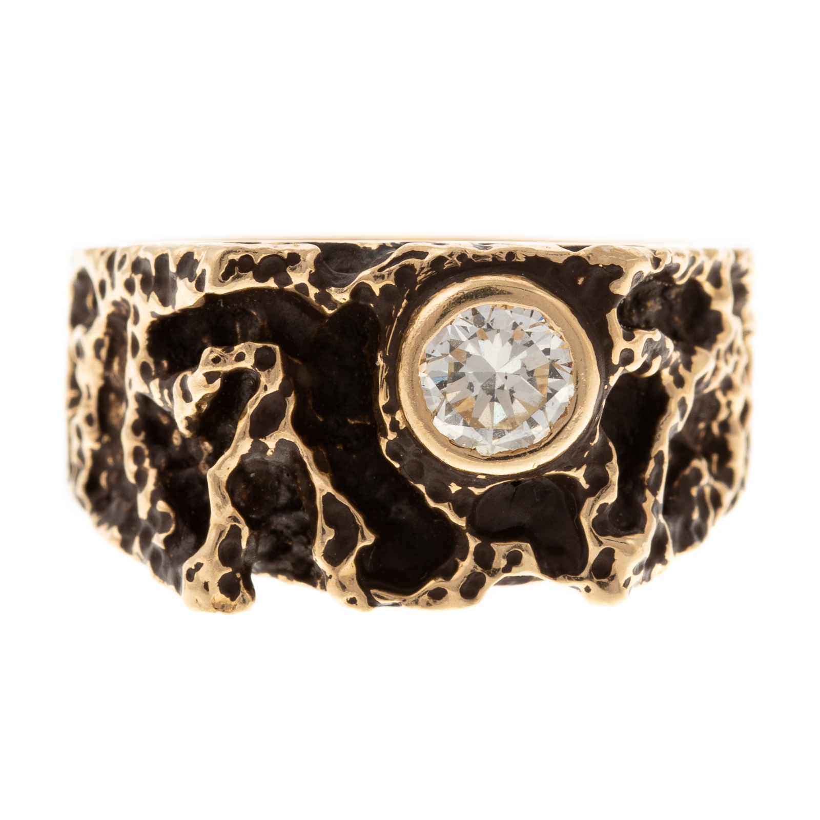 C.1970 14K BEZEL SET DIAMOND NUGGET