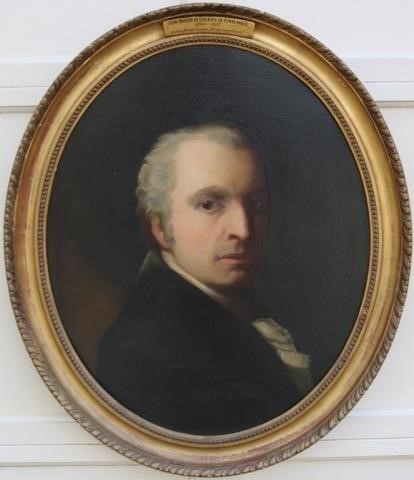 CA 1800 OVAL OIL PAINTING ON CANVAS