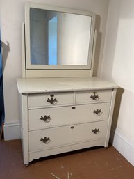 Ca. 1900 white painted oak chest