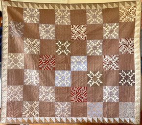 Ca. 1930s handmade quilt in brown