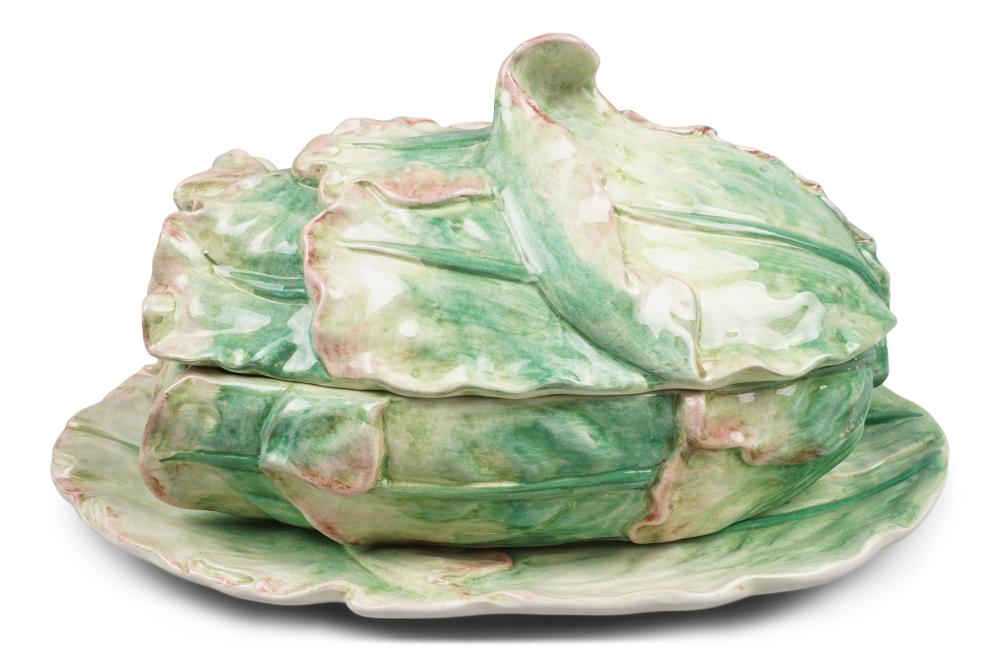 CABBAGE FORM TUREEN AND STAND, MADE