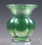 CAGED IRIDESCENT ART GLASS VAS