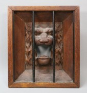 CAGED LION WOOD CARVINGWood ca