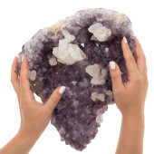 CALCITE ON AMETHYST<br>Calcite