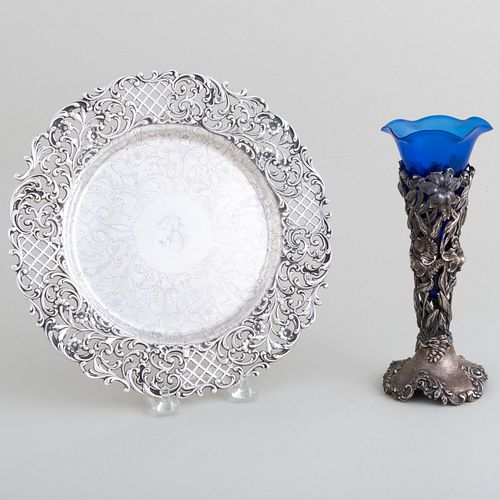 CALDWELL SILVER PIERCED DISH AND AN