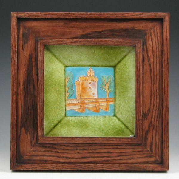 California Faience castle tile or