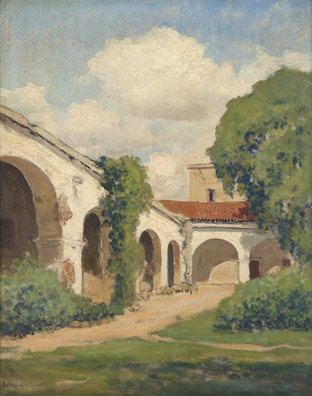 California mission landscape oil on