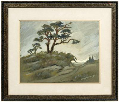 California School watercolor, trees