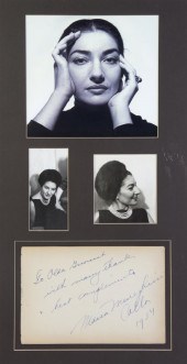*CALLAS MARIA Autograph note s