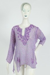 CALYPSO EMBROIDERED SILK BLOUS