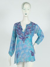 CALYPSO EMBROIDERED SILK BLOUS