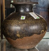 CAMBODIAN KHMER BLACK GLAZED P