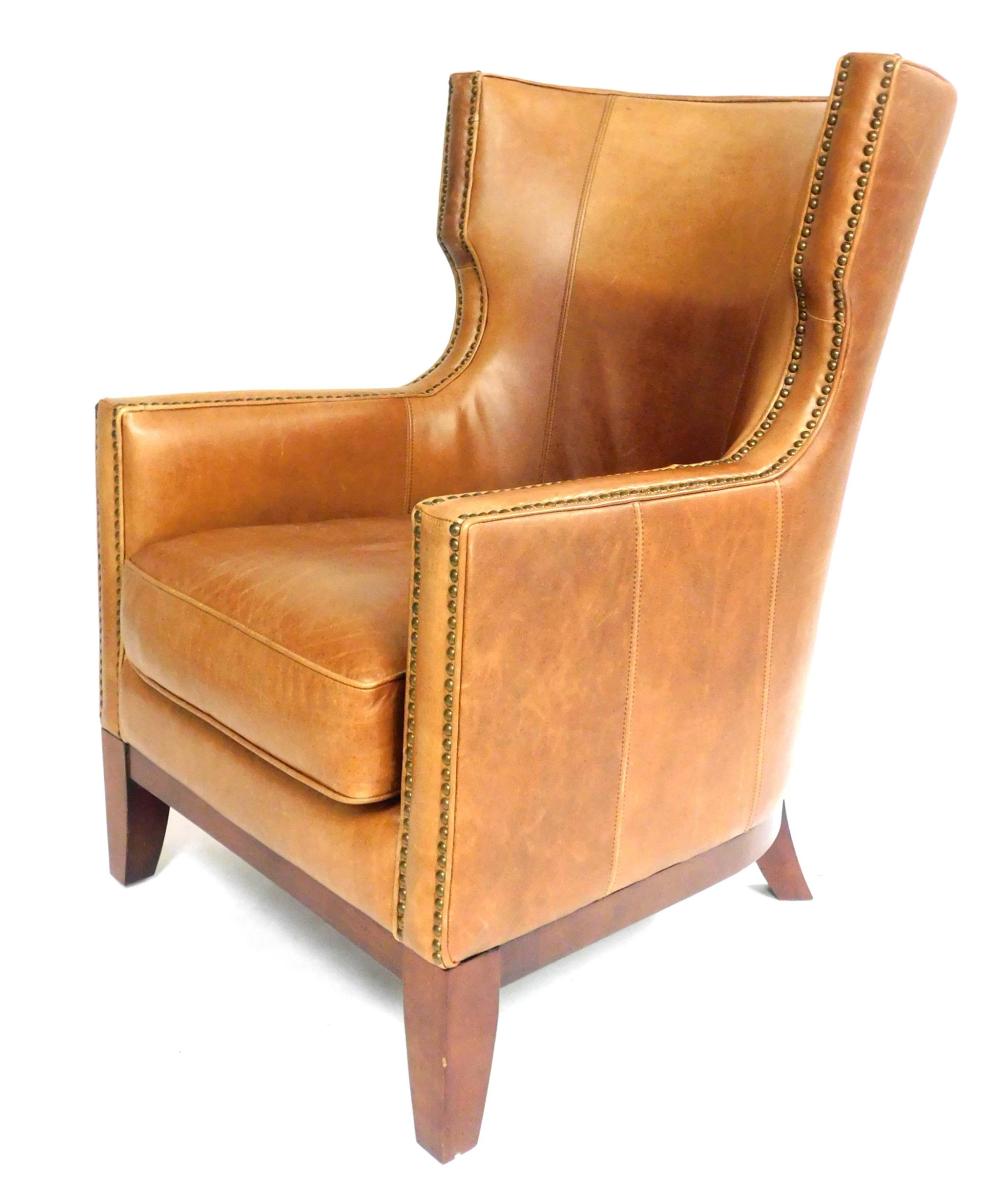 CAMEL COLORED LEATHER WING BACK