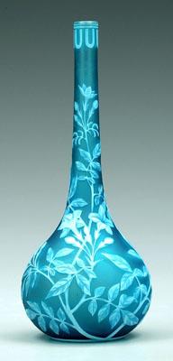 Cameo glass bud vase, white flowers