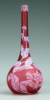 Cameo glass bud vase, white flowers