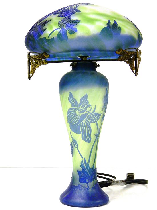Cameo glass table lamp in the