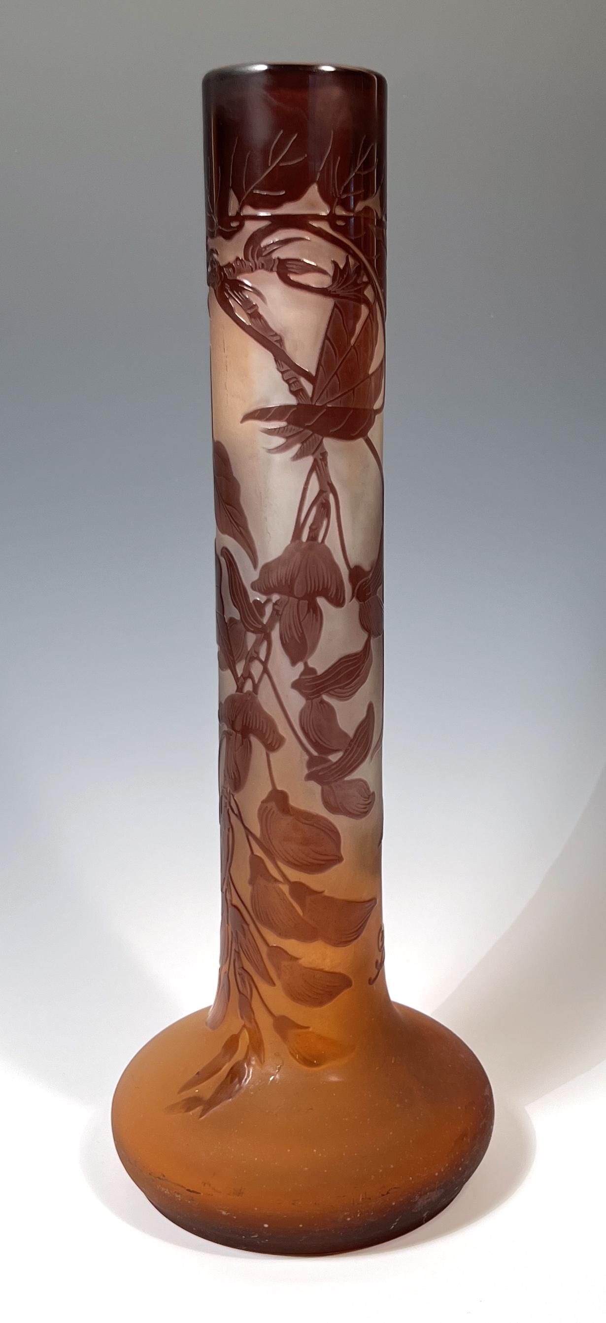 CAMEO GLASS TALL VASE SIGNED