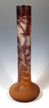 CAMEO GLASS TALL VASE SIGNED G