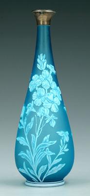 Cameo glass vase, floral and leaf