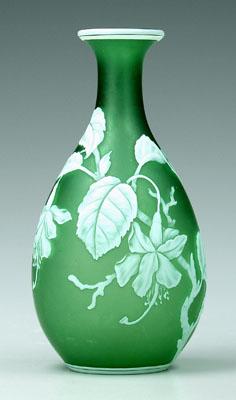 Cameo glass vase, white fuchsia