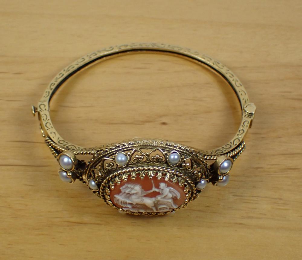 CAMEO, PEARL AND FOURTEEN KARAT