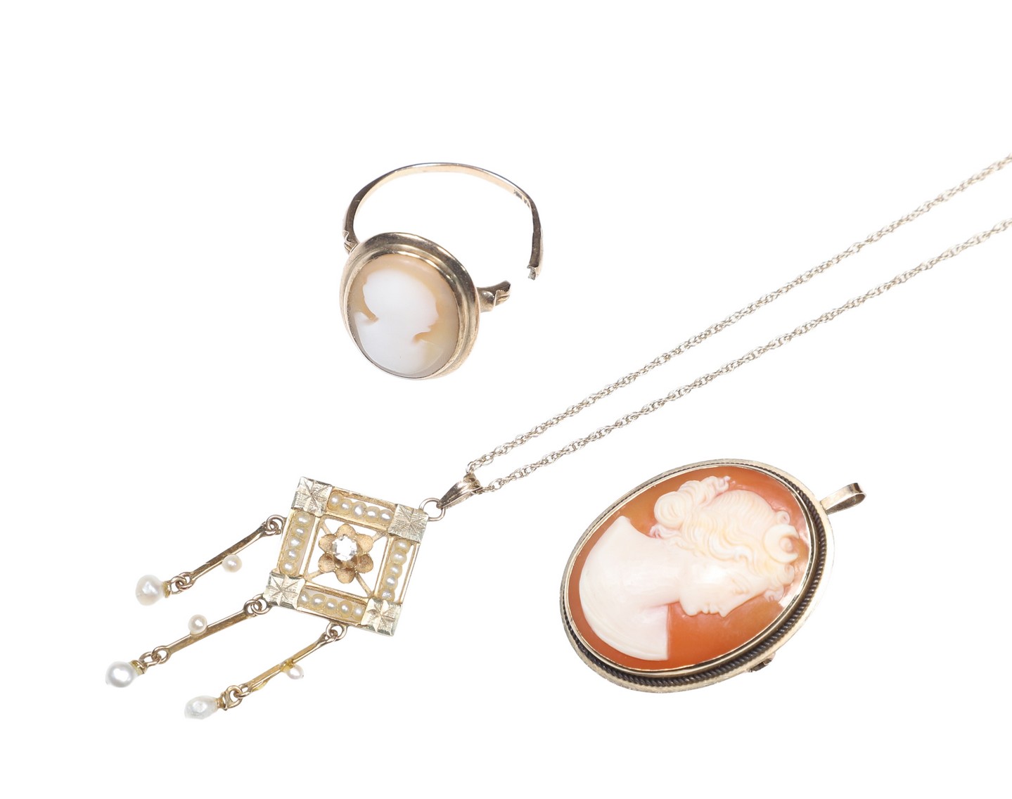 Cameo ring, pin and pendant