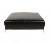 CAMERICH BLACK LEATHER OTTOMAN