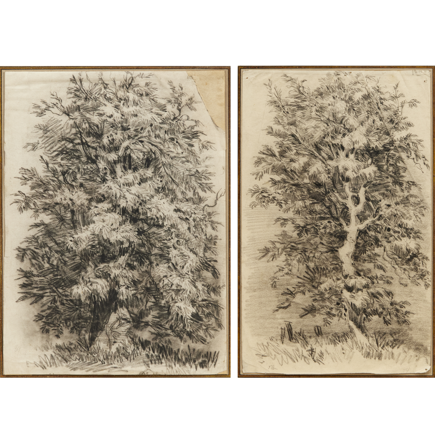 CAMILLE FLERS, PAIR CHARCOAL