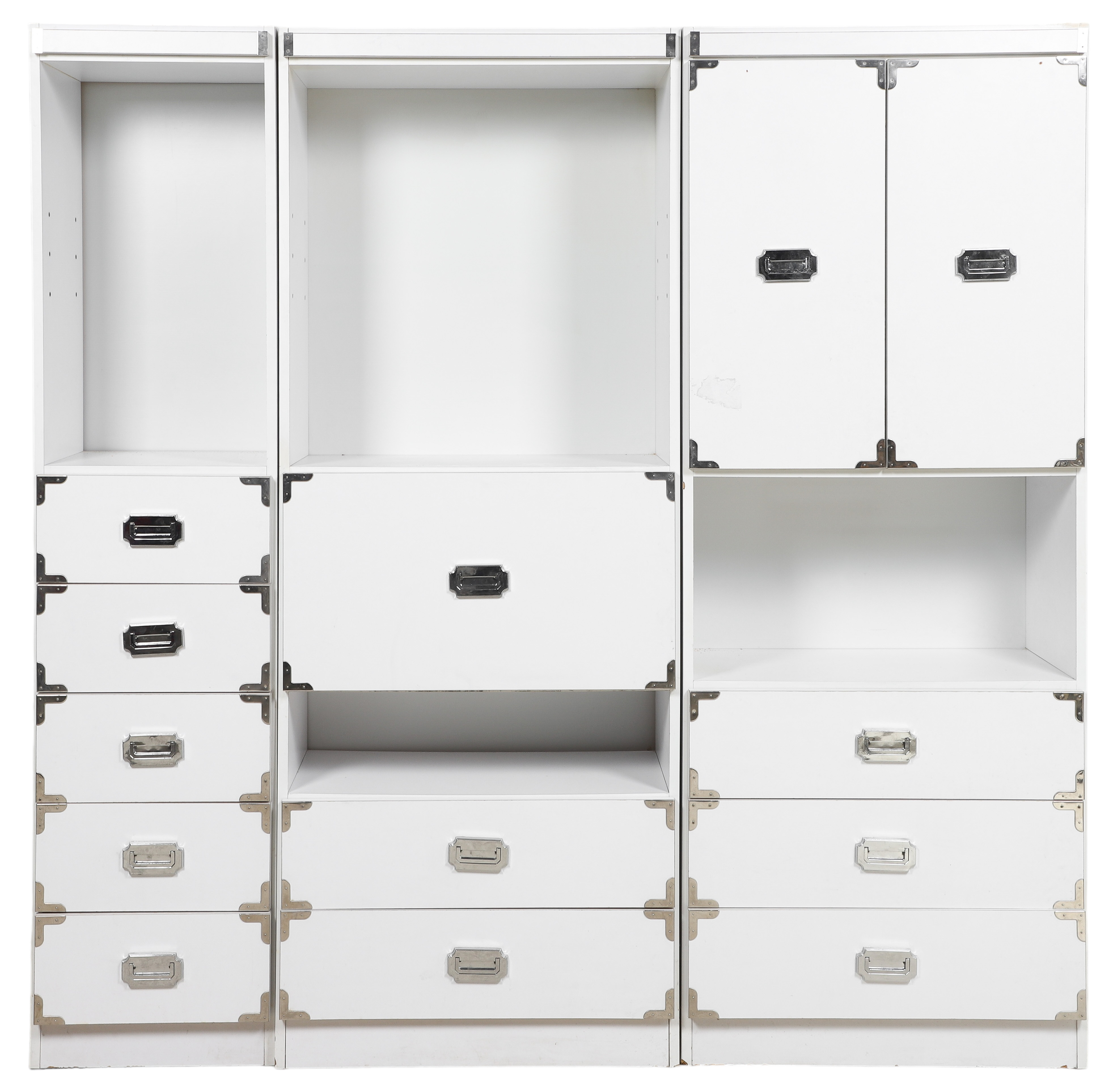 Campaign style 3-part wall unit,
