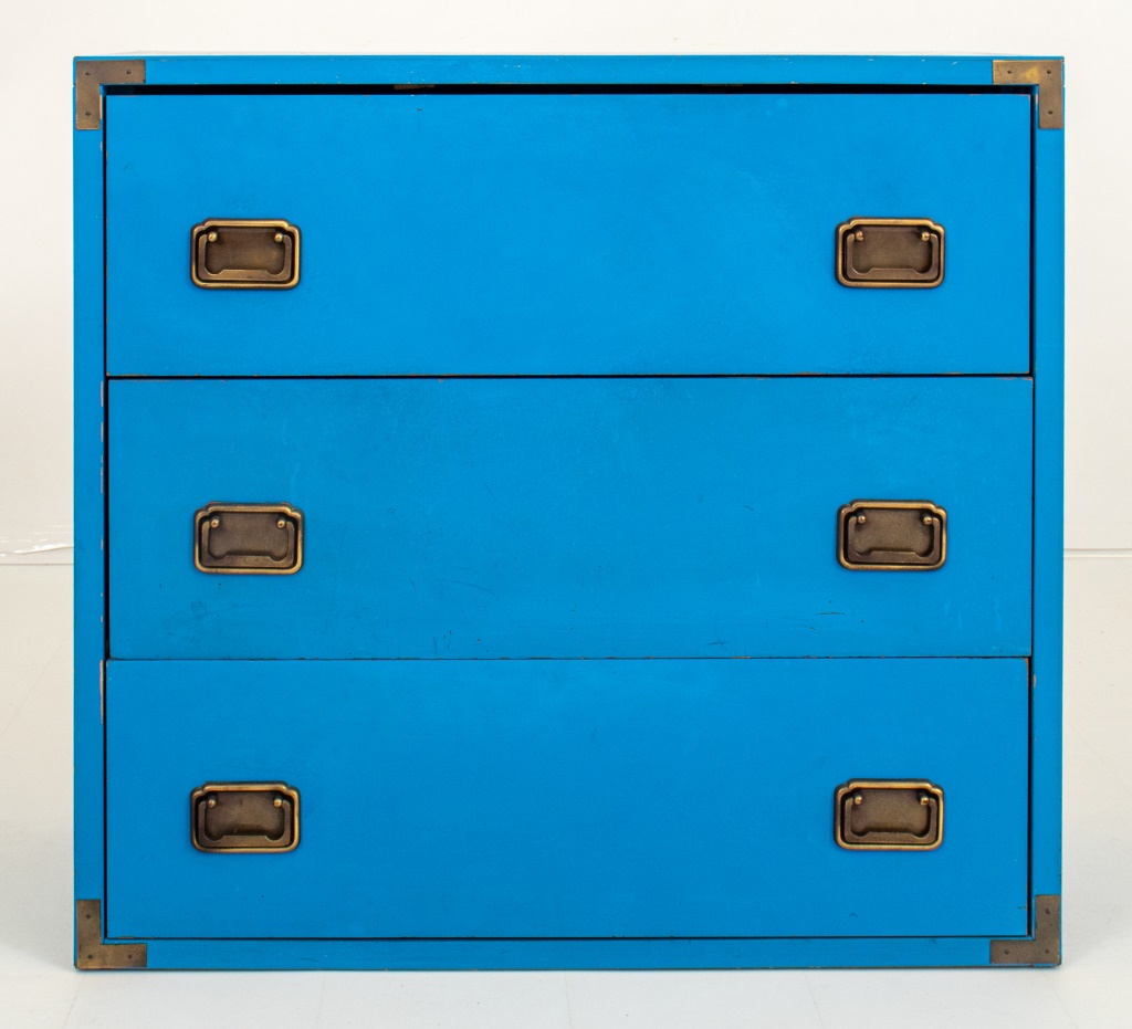 CAMPAIGN STYLE BLUE LACQUERED CHEST