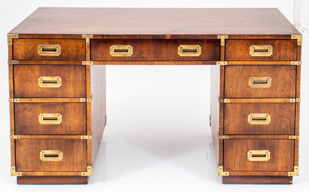 CAMPAIGN STYLE BRASS-MOUNTED WALNUT