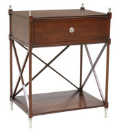 CAMPAIGN-STYLE MAHOGANY BEDSID