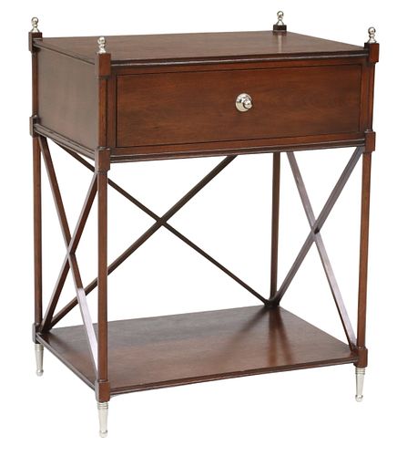 CAMPAIGN-STYLE MAHOGANY BEDSIDE