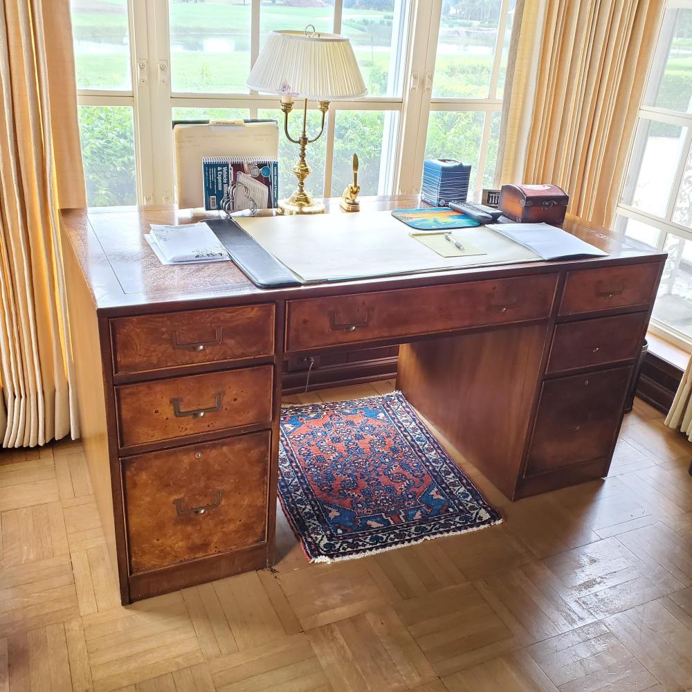 CAMPAIGN STYLE PEDESTAL DESK,