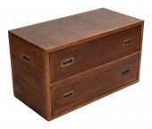 CAMPAIGN-STYLE TWO-DRAWER CHES