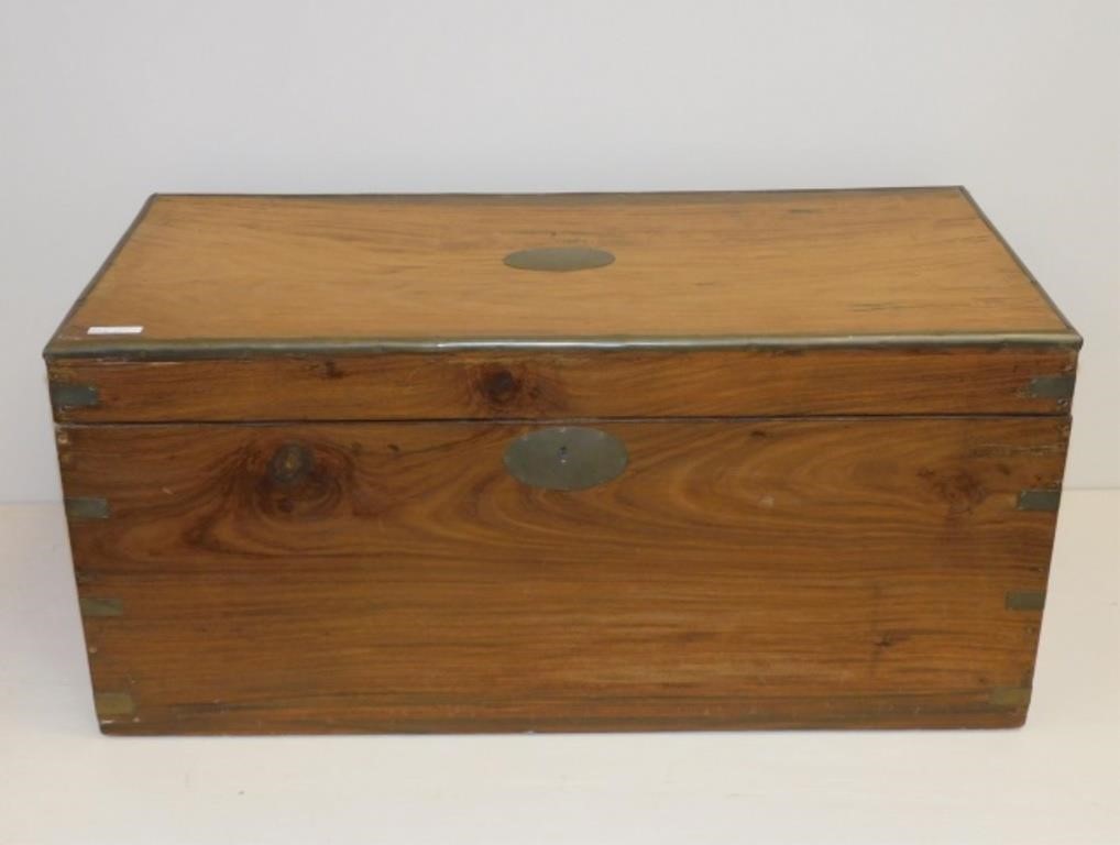 CAMPHOR WOOD CHEST, 19TH C. BRASS