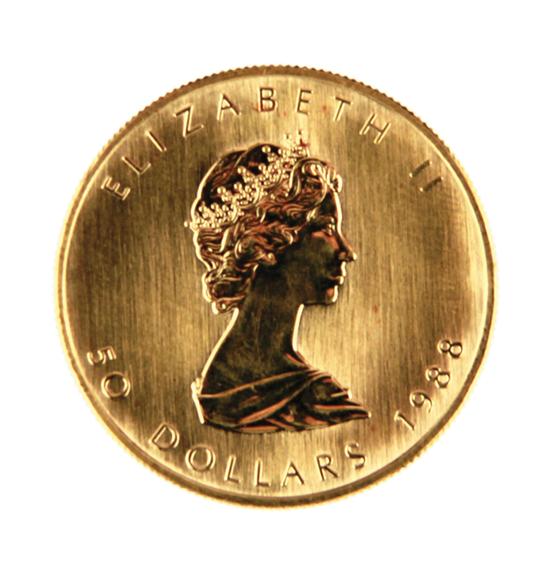 Canadian 1988 Gold Maple Leaf $50