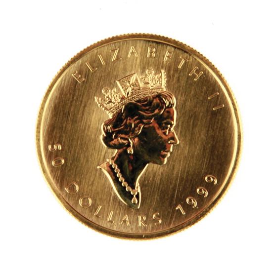 Canadian 1999 Gold Maple Leaf $50