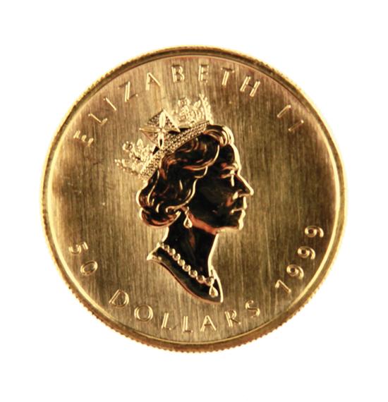 Canadian 1999 Gold Maple Leaf $50