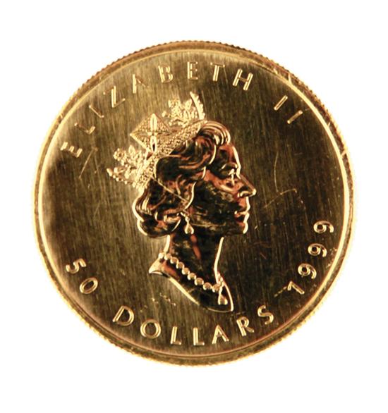 Canadian 1999 Gold Maple Leaf $50