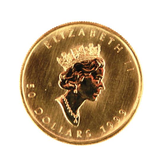 Canadian 1999 Gold Maple Leaf $50