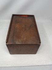 CANDLE BOX, PAINTED RED WITH S