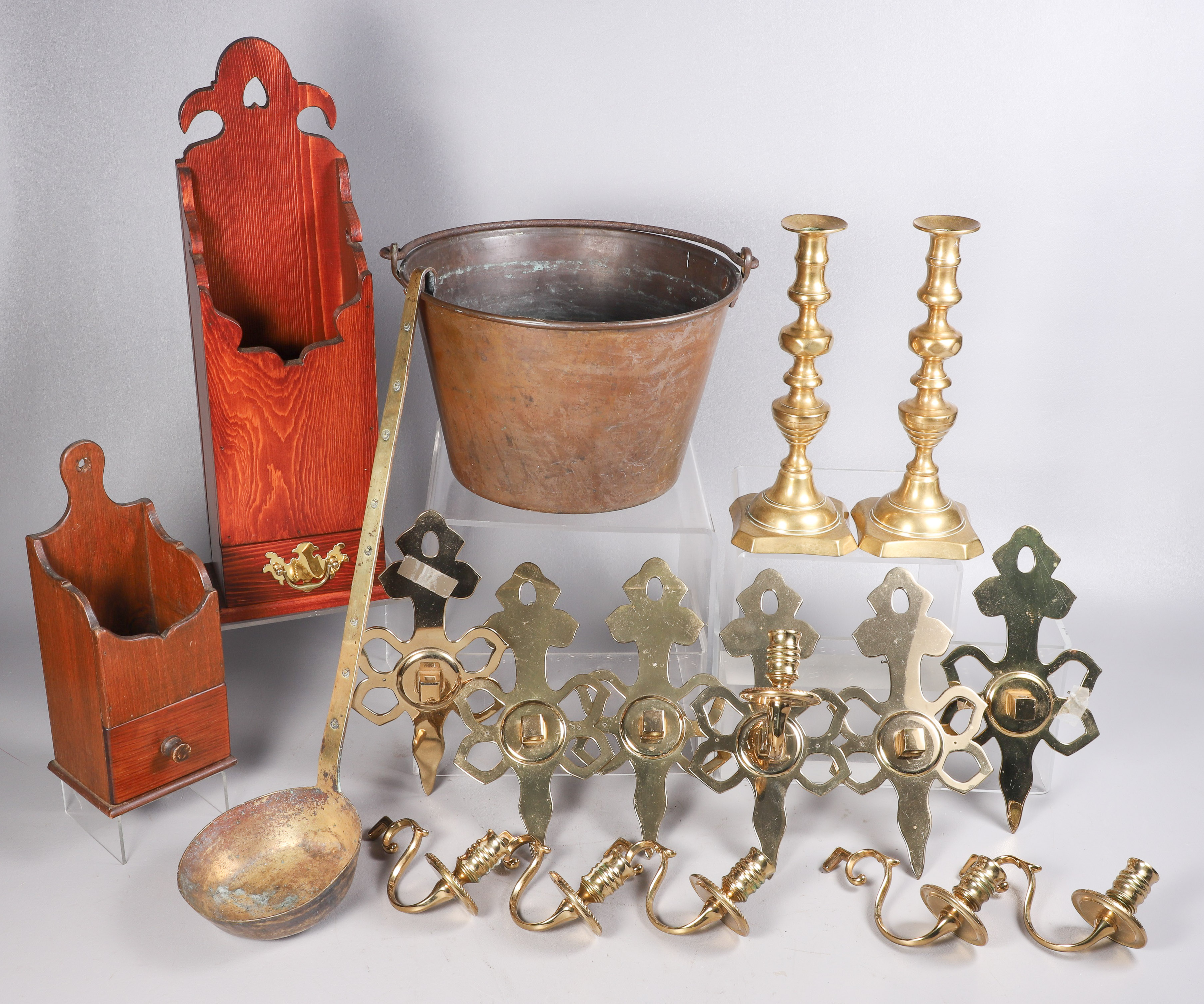 Candle boxes, candlesticks and