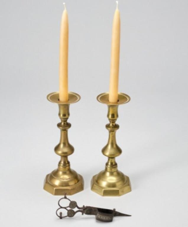 CANDLESTICKS & WICK TRIMMERA lot of