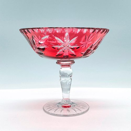 CANDY COMPOTE DISH IN CRANBERRY CUT