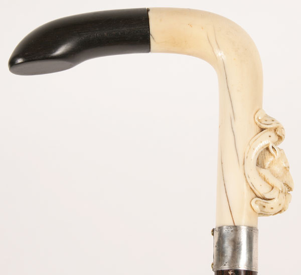 Cane with finely carved ivory