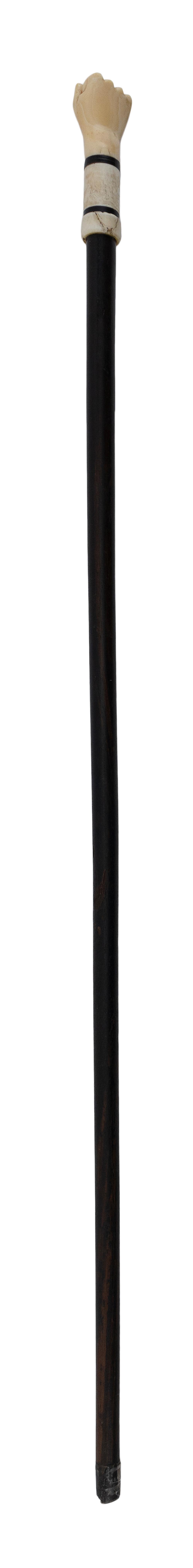CANE WITH WHALE IVORY CLENCHED FIST