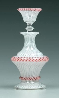 Cane work decanter and stopper,
